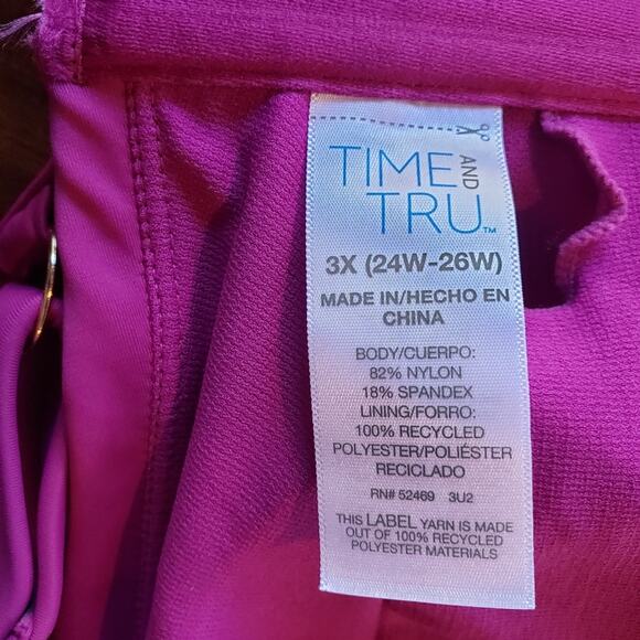 Time and Tru NWT swim suit magenta and floral removable pads mid rise bikini 3X - Picture 10 of 14